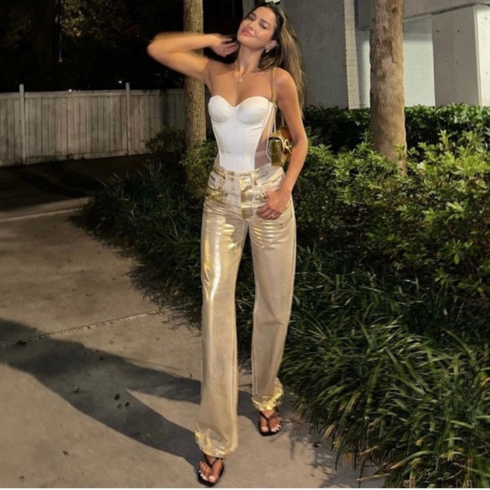 ZARA METALLIC GOLD JEANS